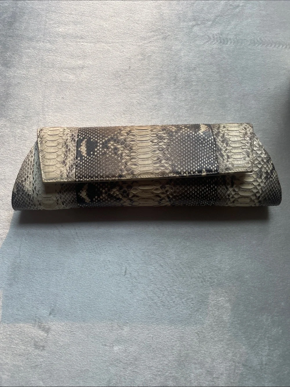 Snake Clutch in Neutral Cream and Brown